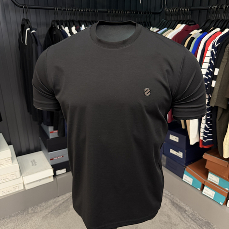 İthal Zegna T-shirt Kırışmayan Kumaş (9461-Siyah)