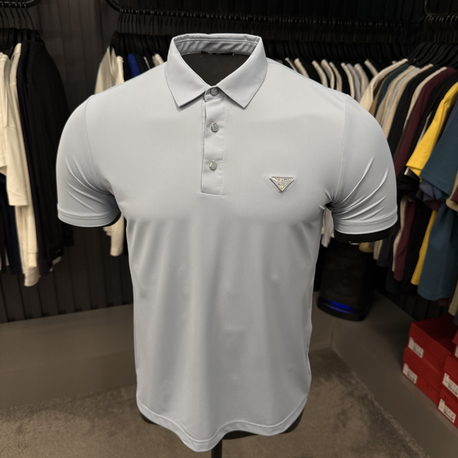 İthal Prada Polo Yaka  Kırışmayan Kumaş (10072-Bebe Mavisi)