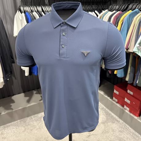 İthal Prada Polo Yaka Kırışmayan Kumaş (10072-Soft Blue)