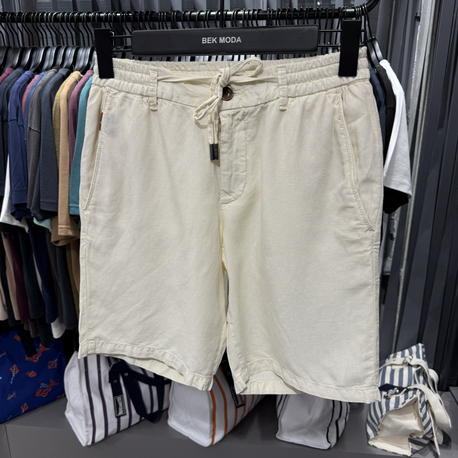 İthal Zegna Ham Keten Şort (6141-Ekru)