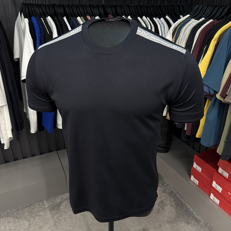 İthal Brunello Cucınelli Omuz Detaylı T-shirt Kırışmayan Kumaş (1987-Koyu Lacivert)