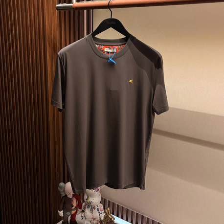 İthal Etro T-shirt Kırışmayan Kumaş (9438-Haki)