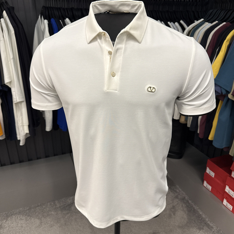 İthal Valentino Polo Yaka Kırışmayan Kumaş (10067-Beyaz)