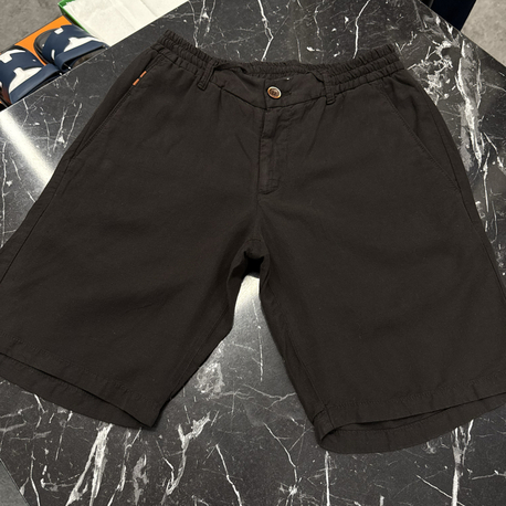 İthal Zegna Ham Keten Şort (6141-Kahve Rengi))