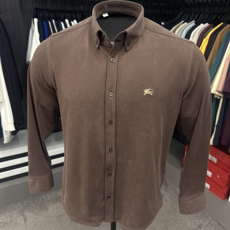 Burberry Yıkamalı Modal Kırışmayan Kumaş Gömlek (3914-Kahve)