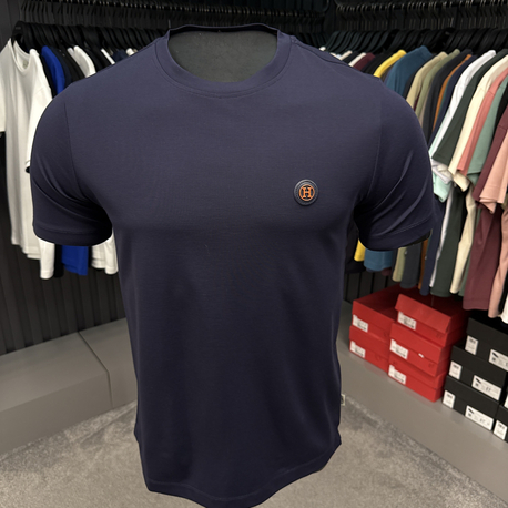 İthal Hermes T-shirt Kırışmayan Kumaş (15054-Lacivert)
