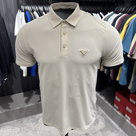 İthal Prada Polo Yaka Kırışmayan Kumaş (10072-Bej)