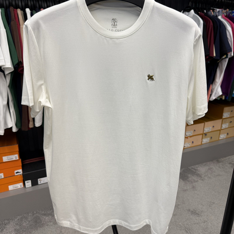 İthal Brunello Cucınelli T-shirt Kırışmayan Kumaş (9427-Beyaz)