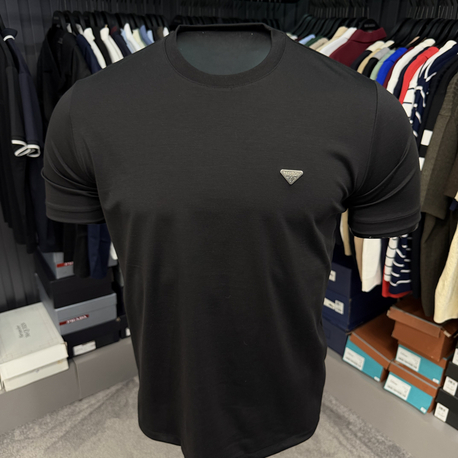 İthal Prada T-shirt Kırışmayan Kumaş (9434-Siyah)