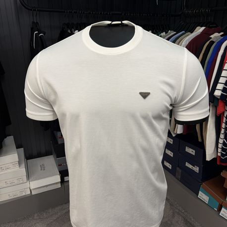 İthal Prada T-shirt Kırışmayan Kumaş (9434-Beyaz)