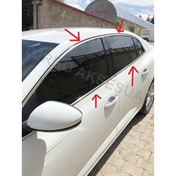MEGANE 4 SEDAN CAM ÇERÇEVESİ 12 PARÇA KOMPLE TAM TUR A+KALİTE PASLANMAZ ÇELİK 