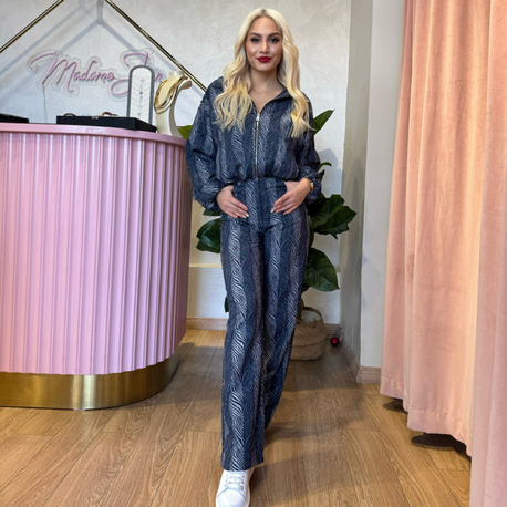 Zebra Desen Fermuarlı Rahat Şıklık Takımı