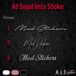 Ad Soyad İmza Sticker (1 adet)(18cm)