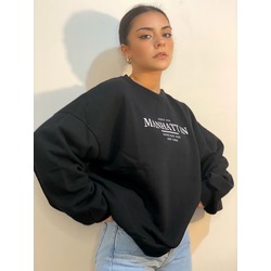 Siyah içi polarlı manhattan sweat