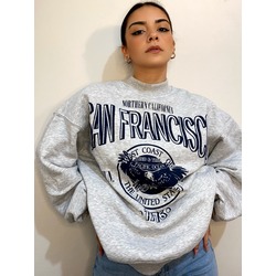 Gri baskılı oversize sweat
