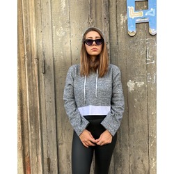 Kapüşonlu garnili sweatshirt