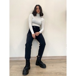Siyah mom jean pantolon