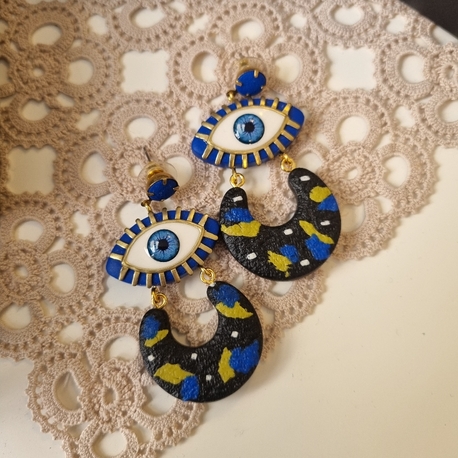 Mavi Yeşil Göz Küpe