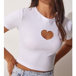 KALP DETAYLI TSHIRT - BEYAZ
