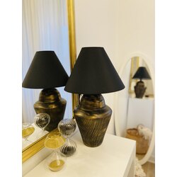 SİYAH ALTINVARAKLI DESENLİ ABAJUR 