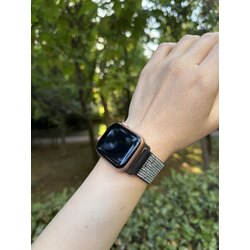 Taşlı lastikli Apple Watch kordon siyah