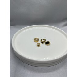 Çelik Halkalı siyah gold tek taşlı set 