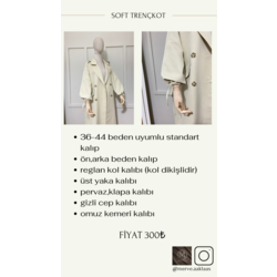 36-44  BEDEN UYUMLU SOFT TRENÇKOT KALIP