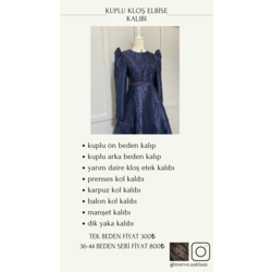 36-44 BEDEN SERİ KUPLU KLOŞ ELBİSE