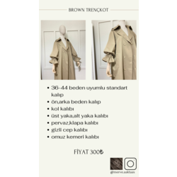 36-44 BEDEN UYUMLU BROWN TRENÇKOT KALIP
