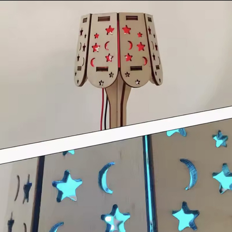 Ahşap El Sanatları Seti Renkli Küçük Masa Lambası DIY Bilim Bina Projeleri 