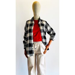 Siyah Beyaz Unisex Oduncu Gömleği 