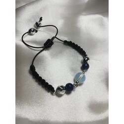 Hematit, Lapis Lazuli ve Opal Doğal Taş Örgü Bileklik 