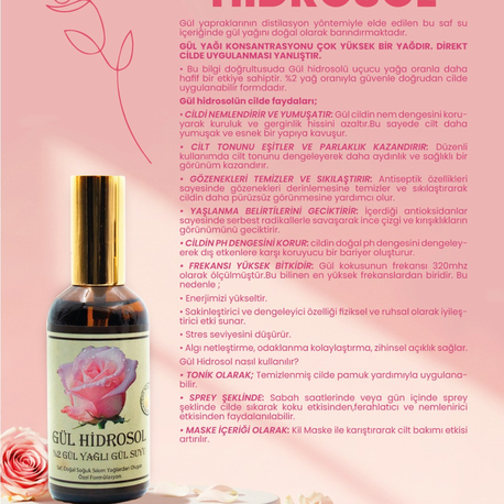 Gül Yağlı Gül Hidrosol(%2 Gül Yağı İçerir)