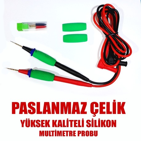 Paslanmaz Çelik İğne Uçlu Silikon Multimetre Probu