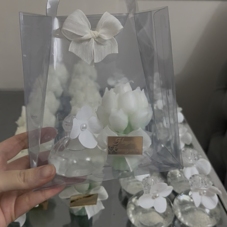 Lale mum ve kolonya çantalı set 