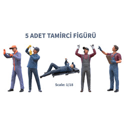 1/18 5 Adet Tamirci Figürü
