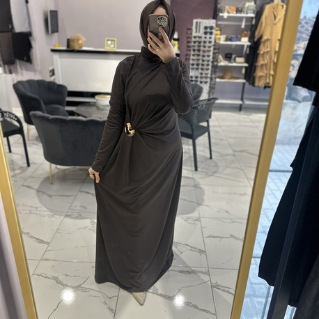 ALMARWAHBLACK KAHVERENGİ ELBİSE 