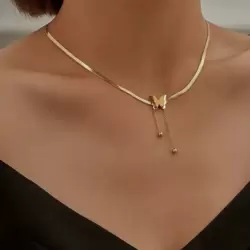 ÇELİK KOLYE ZARİF KELEBEK GOLD 