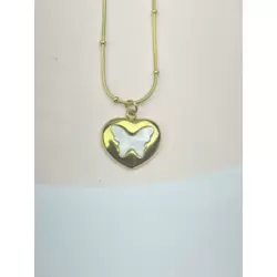 ÇELİK KOLYE KALP KELEBEĞİ 45CM GOLD