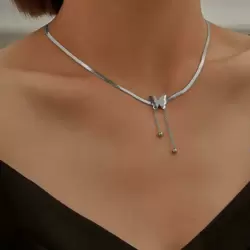 ÇELİK KOLYE ZARİF KELEBEK SILVER