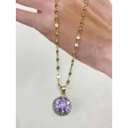 ÇELİK KOLYE MOR KAFES 45CM GOLD