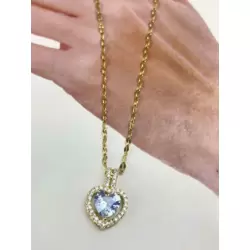 ÇELİK KOLYE KALP PARILTISI 45CM GOLD