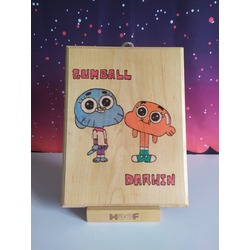Gumball ve Darwin Ahşap Yakma Tablo⁣