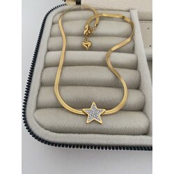 Star Kolye Çelik İtalyan Zincirli 