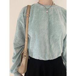 Mavi kadife sweat