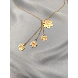 ÇELİK GOLD DÖRTLÜ YAPRAK KOLYE 