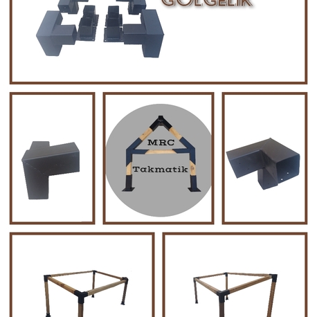 Ahşap Pergola Pergole Kamelya 8x8 cm 15° eğimli Montaj Aparatı Demir Bağlantı Braket