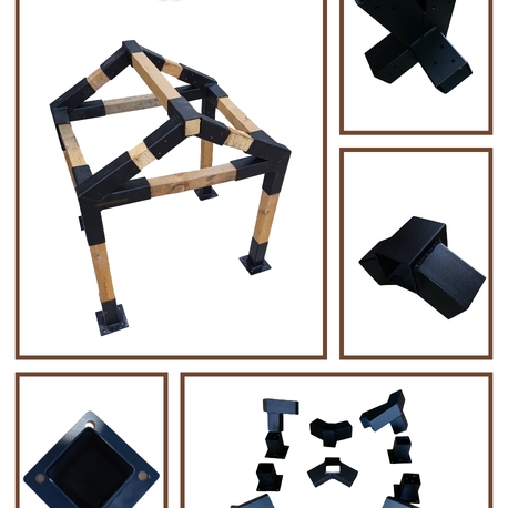 Garajı Carport Külübe Çatı Pergola Kamelya Montaj Aparatı 8x8 cm – Demir Bağlantı Braketi