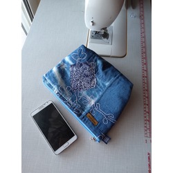 PEMBE KALPLI  DENIM  CLUTHC 