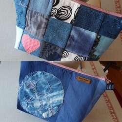 Patchwork denim cluthc 